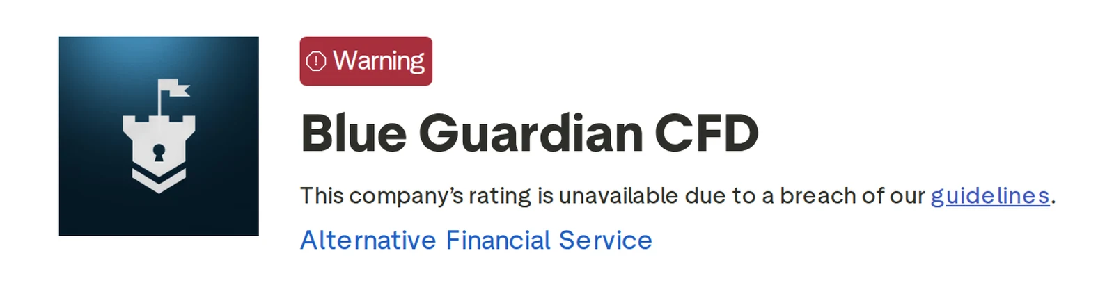 Screenshot of the Blue Guardian Trustpilot profile