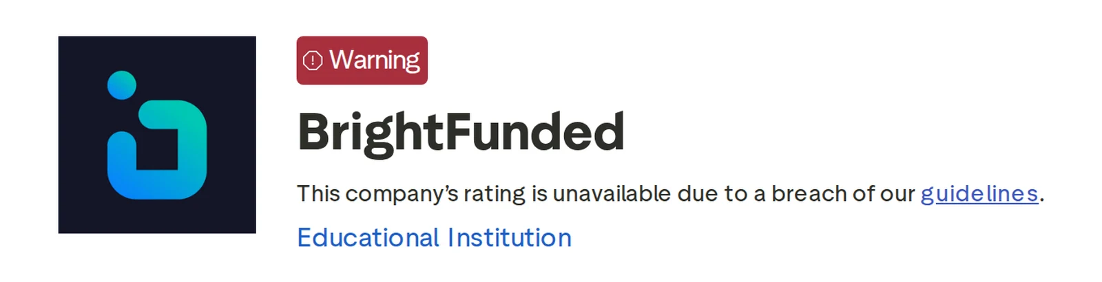 Screenshot of the BrightFunded Trustpilot profile