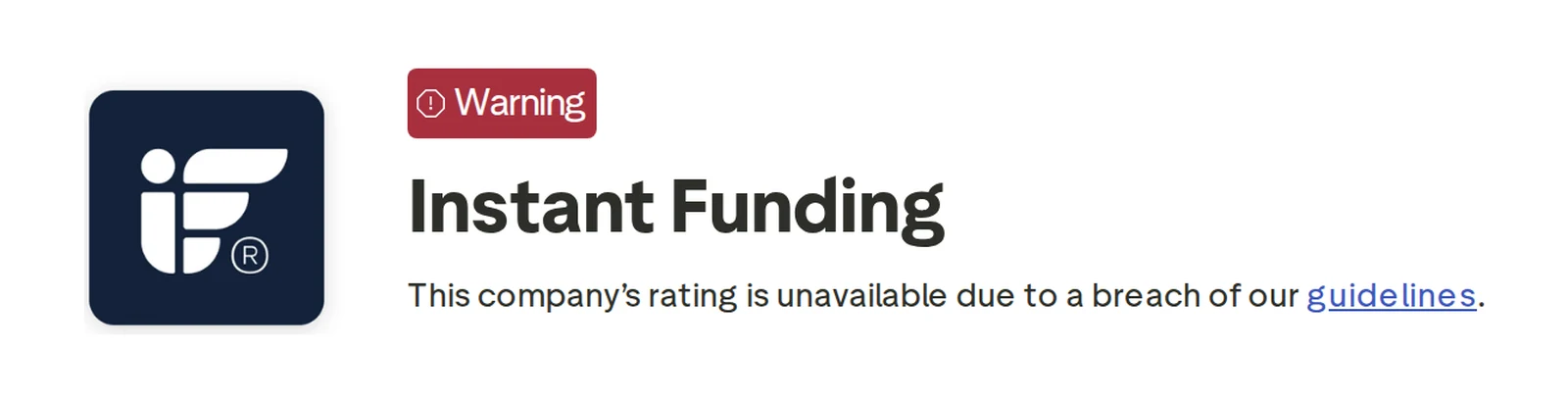 Screenshot of the Instant Funding Trustpilot profile