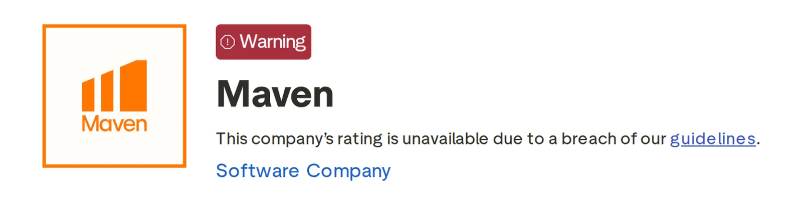 Screenshot of the Maven Trading Trustpilot profile
