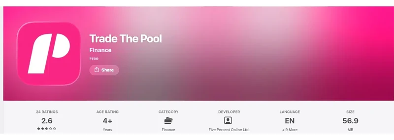 Screenshot of the Trade The Pool App Store listing