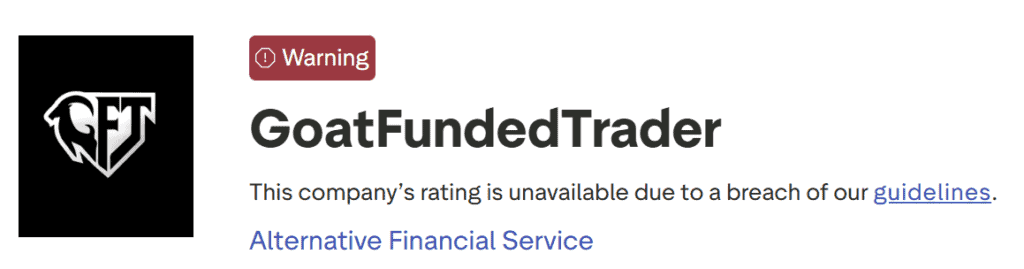 goat funded trader trustpilot score